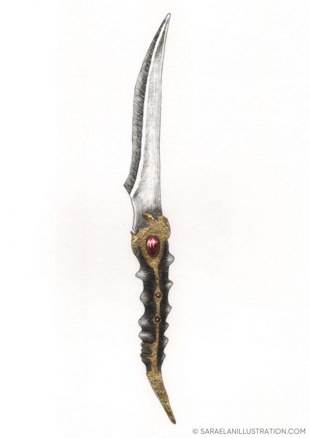 Disegni Inktober 2023 giorno 16 DAGGER - pugnale di Game of Thrones con cui Arya Stark uccide il Night King