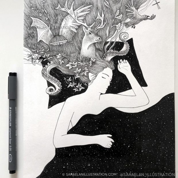 Disegni Inktober 2023 giorno 1 DREAM