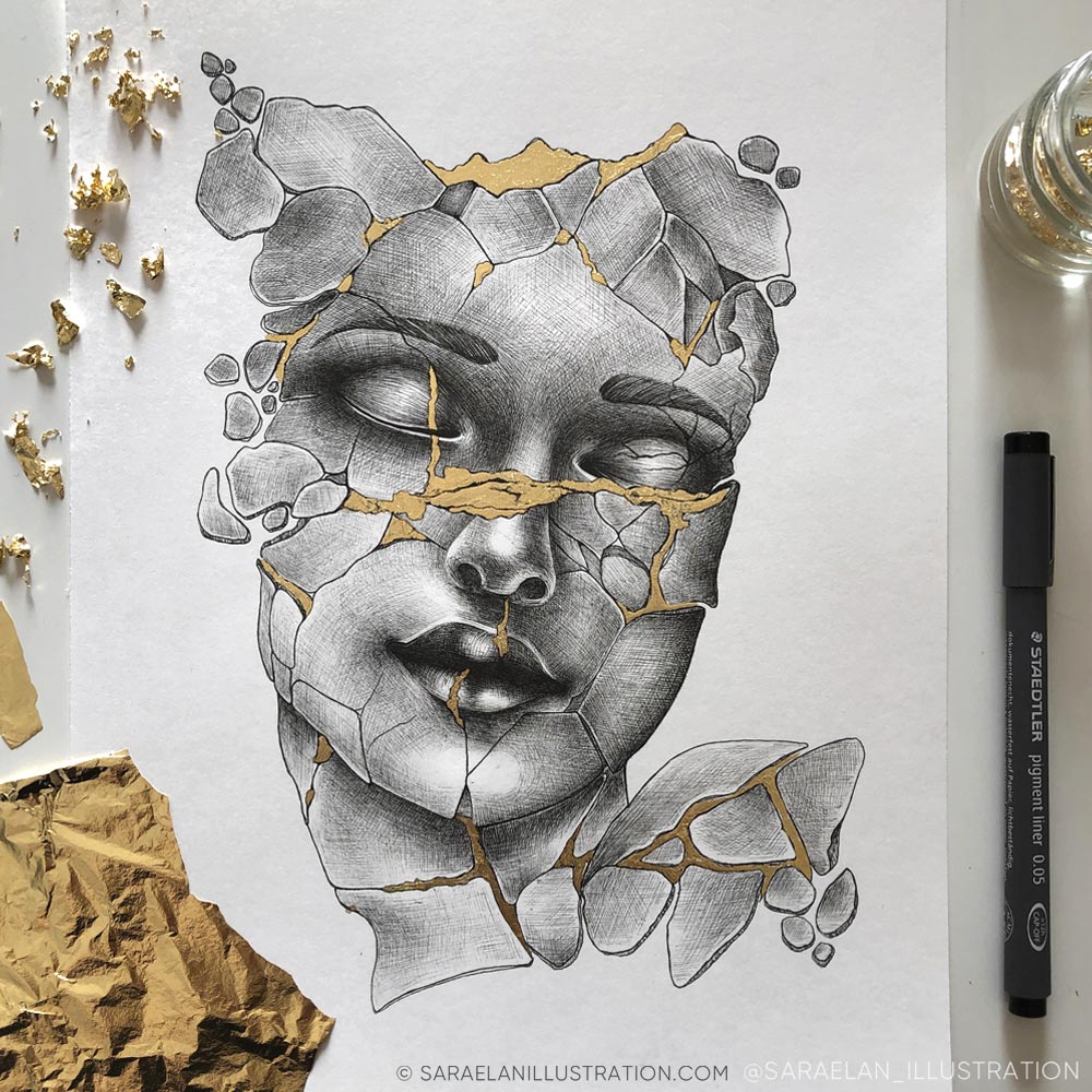 Disegni Inktober 2023 giorno 6 GOLDEN