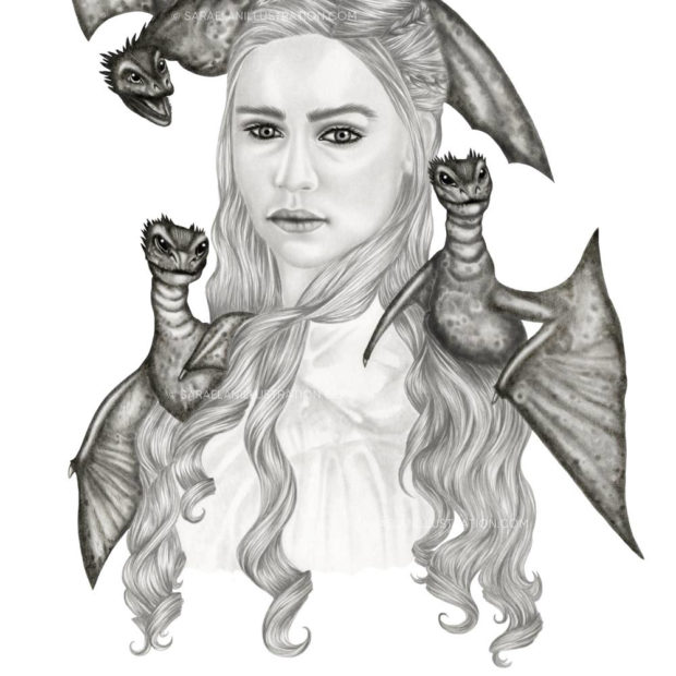Disegno a matita di Daenery Targaryen khaleesi