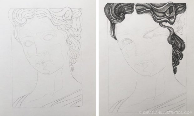Bozza disegno dea bendata