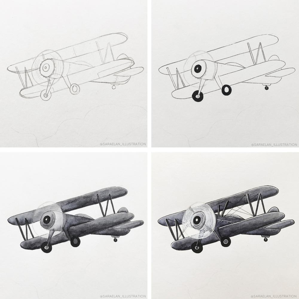 Disegno di aeroplano biposto guerra mondiale