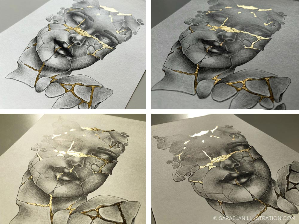Stampa con foglia oro riflessi di luce