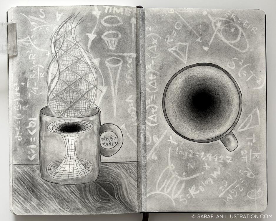 disegno tazza di caffè su moleskine per inktober 52