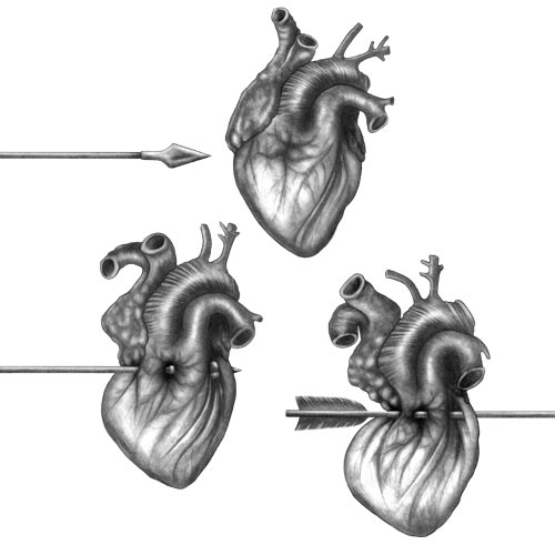 illustrazione di cuore trafitto da una freccia