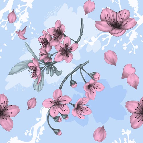 Disegno personalizzato per pattern con fiori di ciliegio sakura
