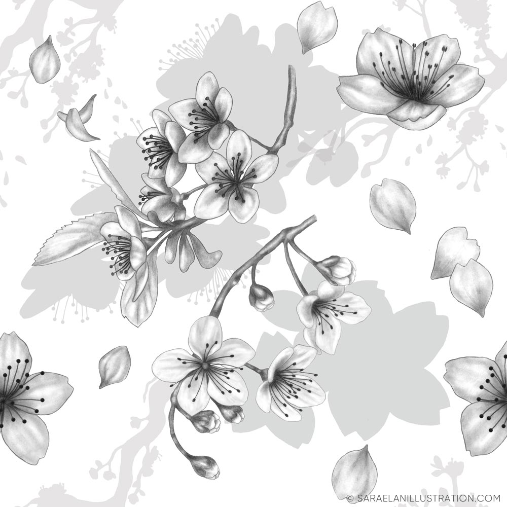 Pattern personalizzato con disegno di fiori di ciliegio