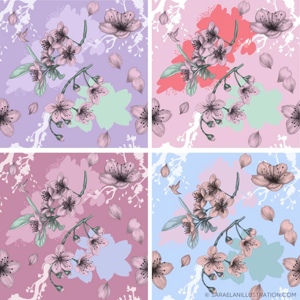 Disegno per pattern personalizzato con fiori di ciliegio Sakura ...