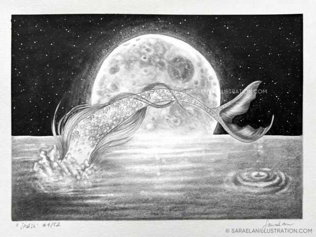 Disegno sirena realizzato per Inktober52
