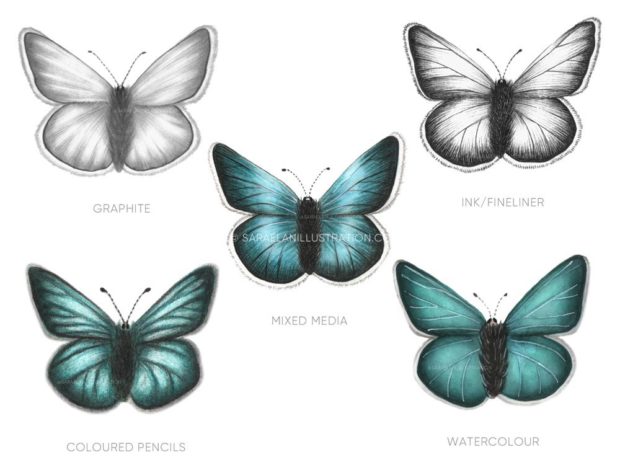 Disegnare farfalle in modi diversi