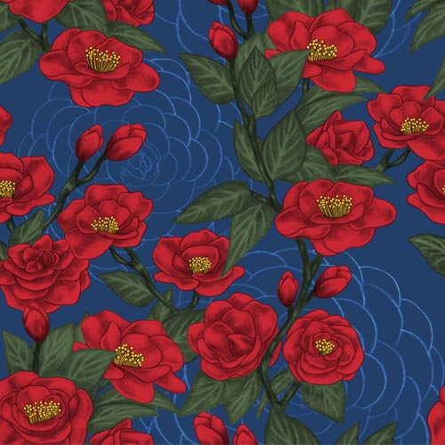 Pattern personalizzato con illustrazione fiori di camelia