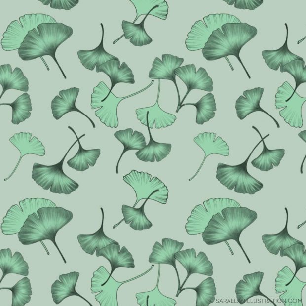 Pattern personalizzato con illustrazioni di ginkgo biloba