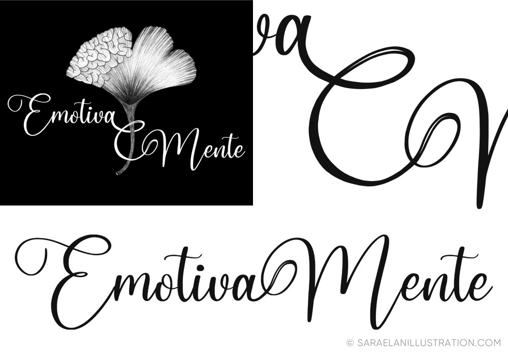 Logo EmotivaMente declinazioni grafiche in bianco e nero