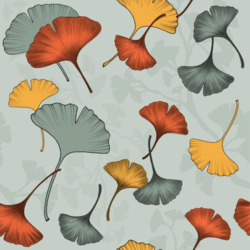 Pattern personalizzato con illustrazioni di foglie di ginkgo biloba