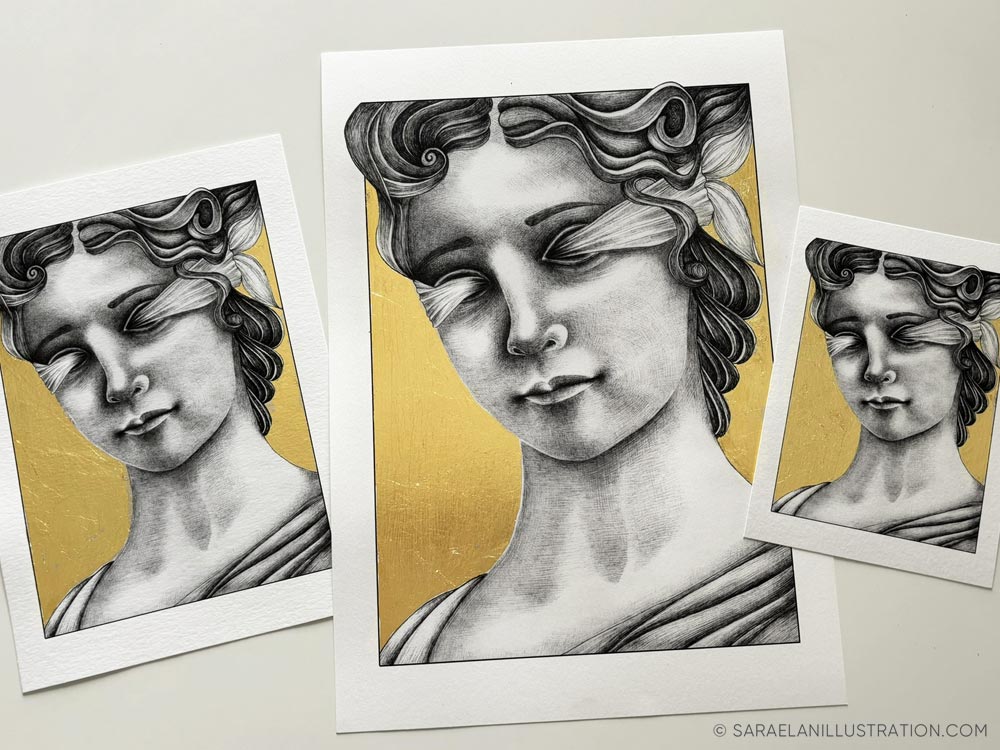 Stampe con illustrazione della dea Fortuna