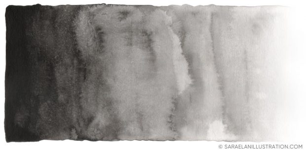 disegnare con inchiostro liquido nero - esercizio sfumatura graduale in scala di grigio