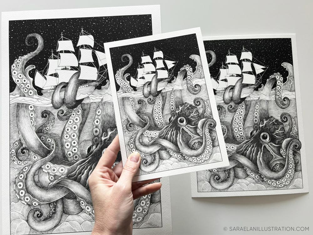 stampe kraken polpo gigante